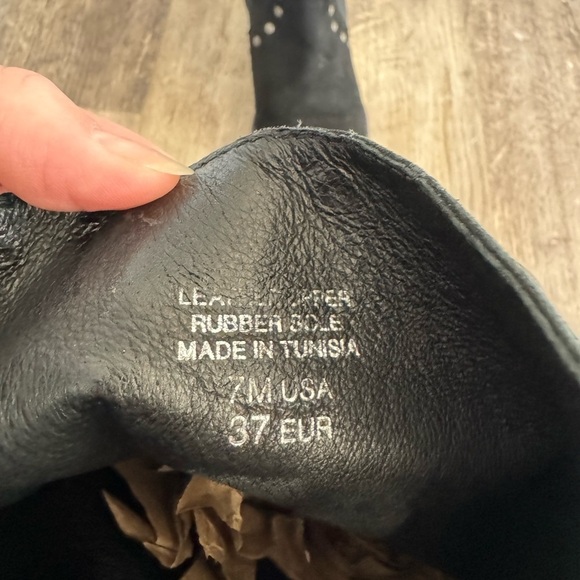 Vera Wang Lavender Label Suede Studded Almond Toe Calf Length Block Heel Boots - Picture 6 of 13